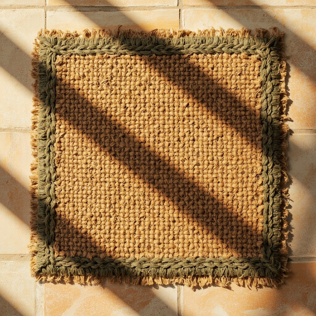 Classic Jute Doormat Green Border Medium