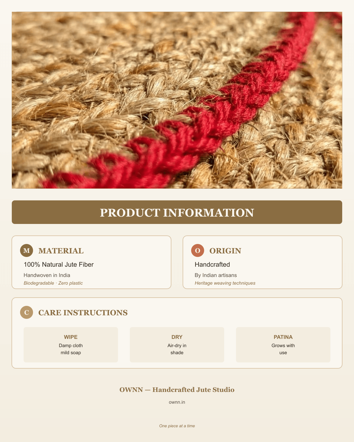 Red border jute doormat dimensions and details
