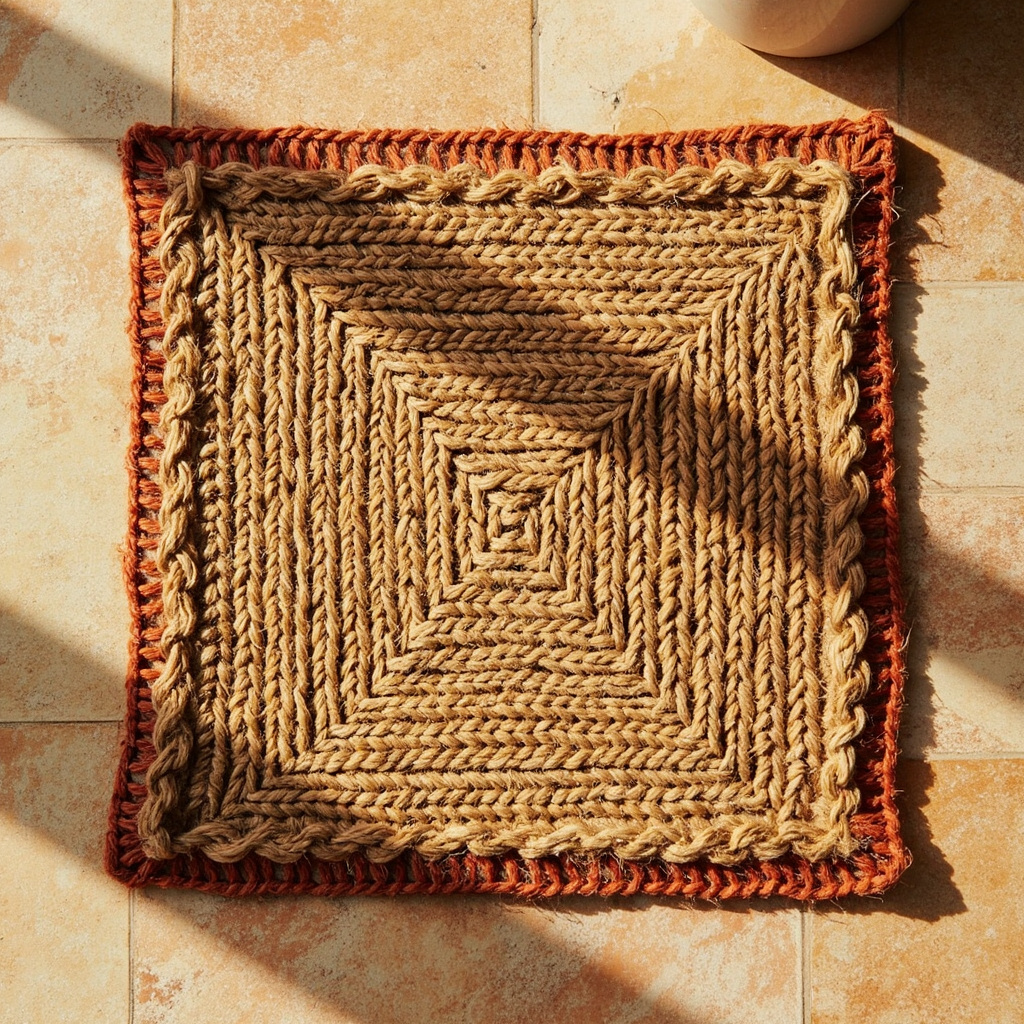 Classic Jute Doormat Red Border Medium