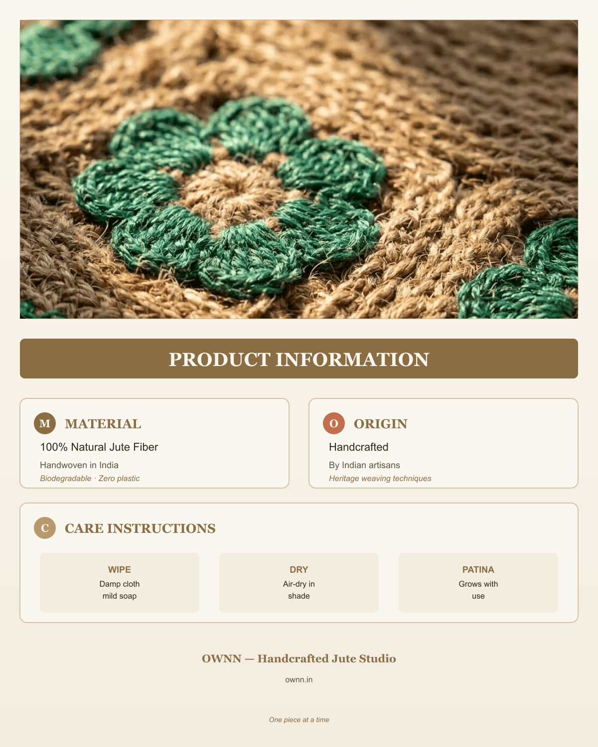 Green Square Jute Doormat Medium