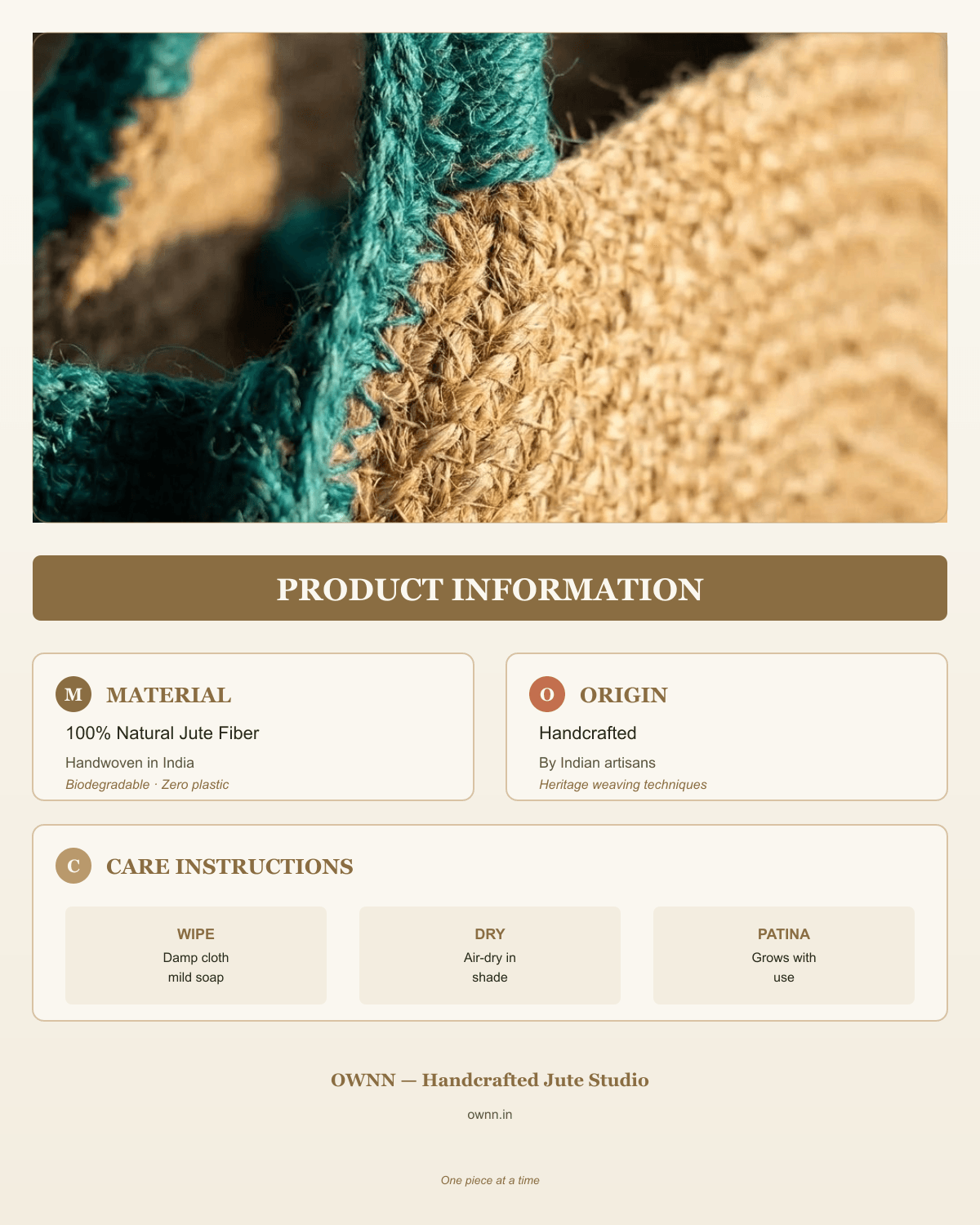 Handcrafted Green Jute Tote Bag