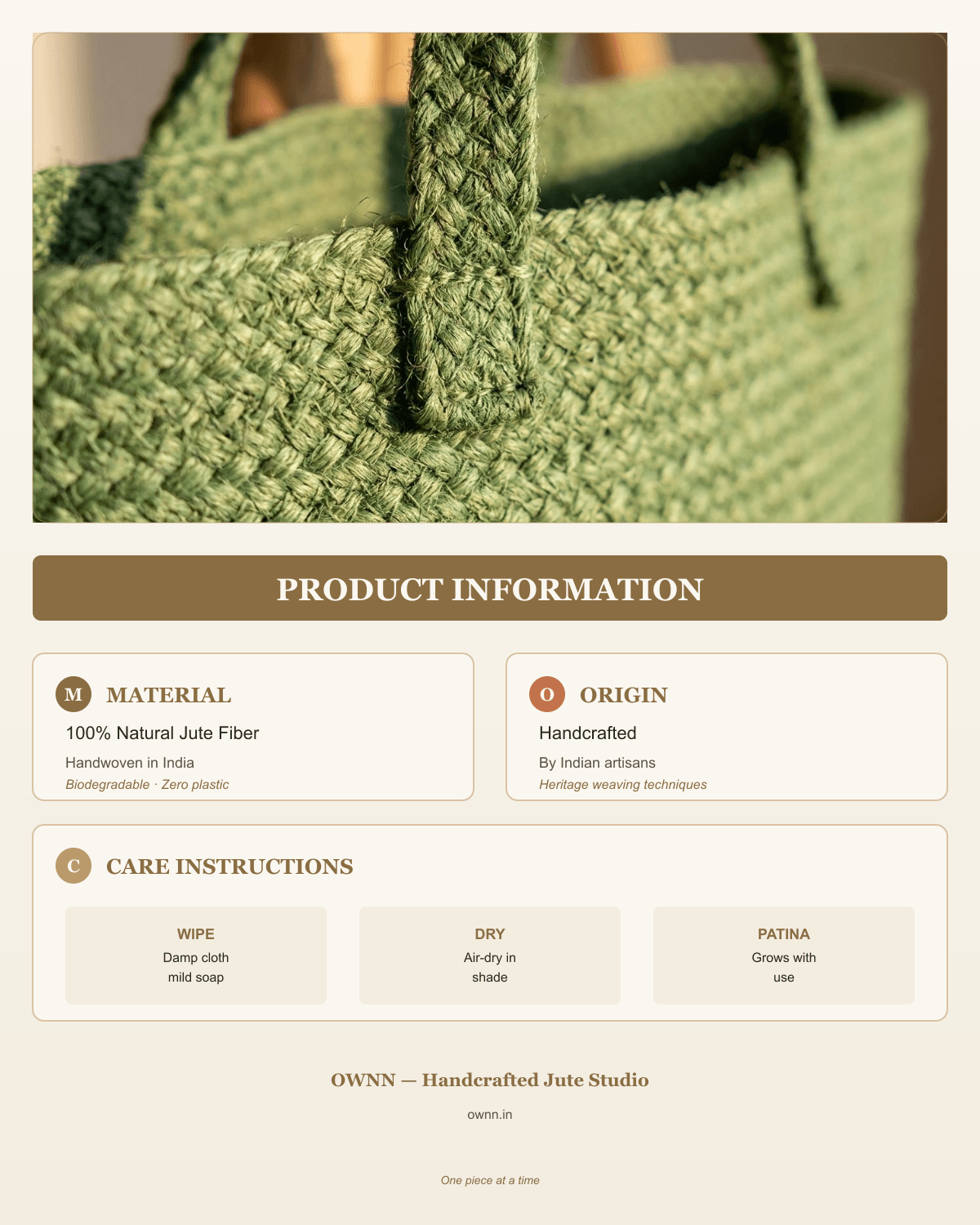 Green jute bag detail