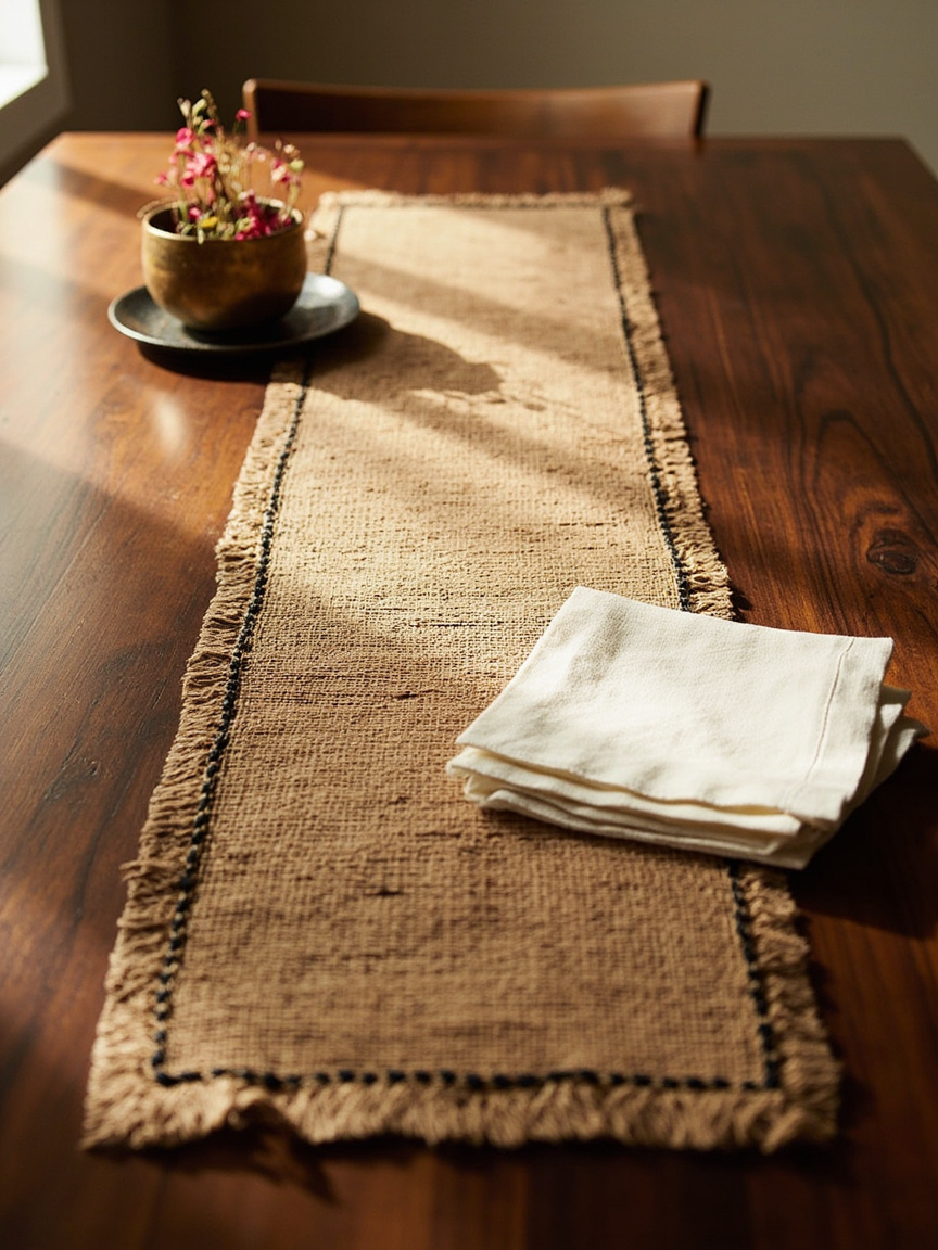 Natural Jute Table Runner on dining table