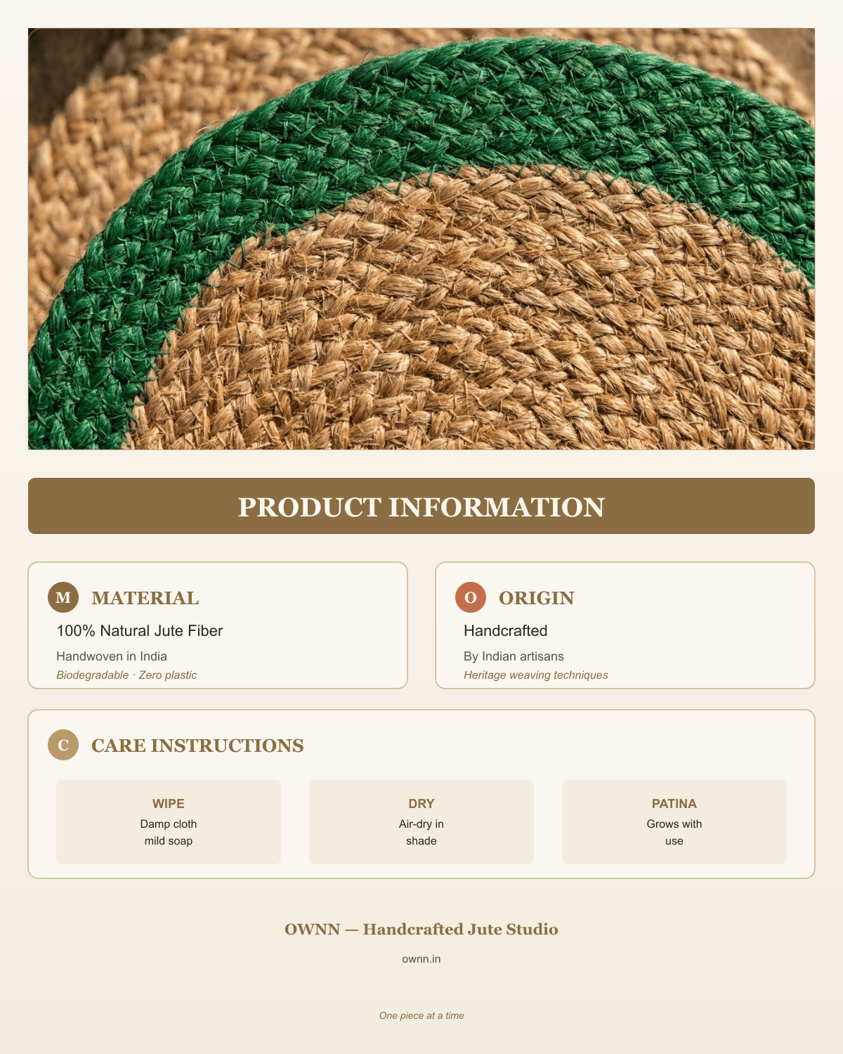 Premium Handcrafted Jute Round Table Mat Green Border