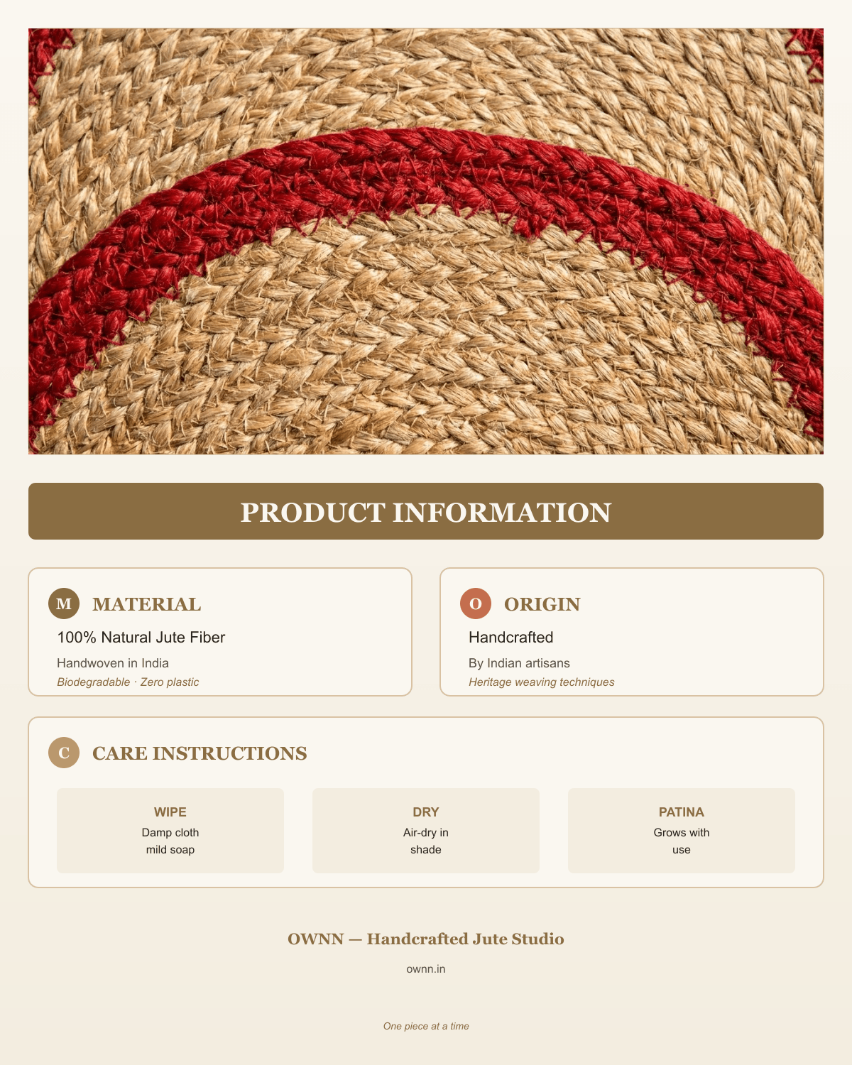 Premium Handcrafted Jute Round Table Mat Red Border