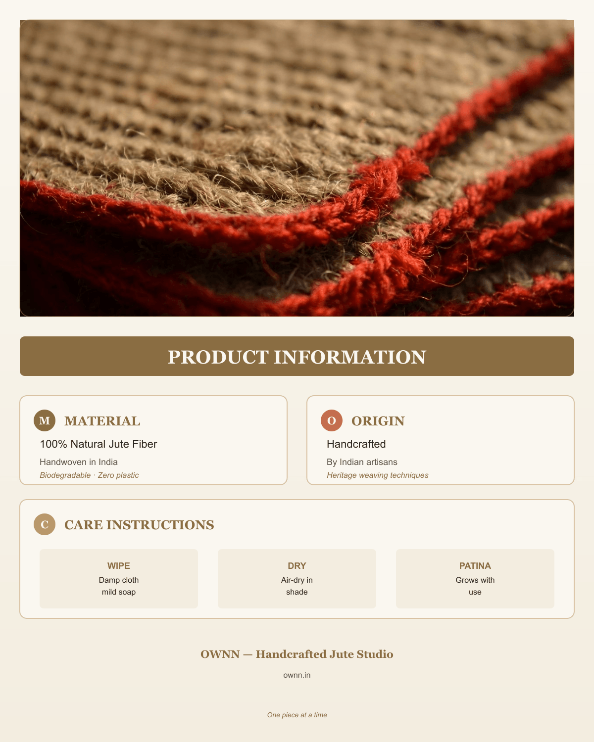Square Jute Table Mat Red
