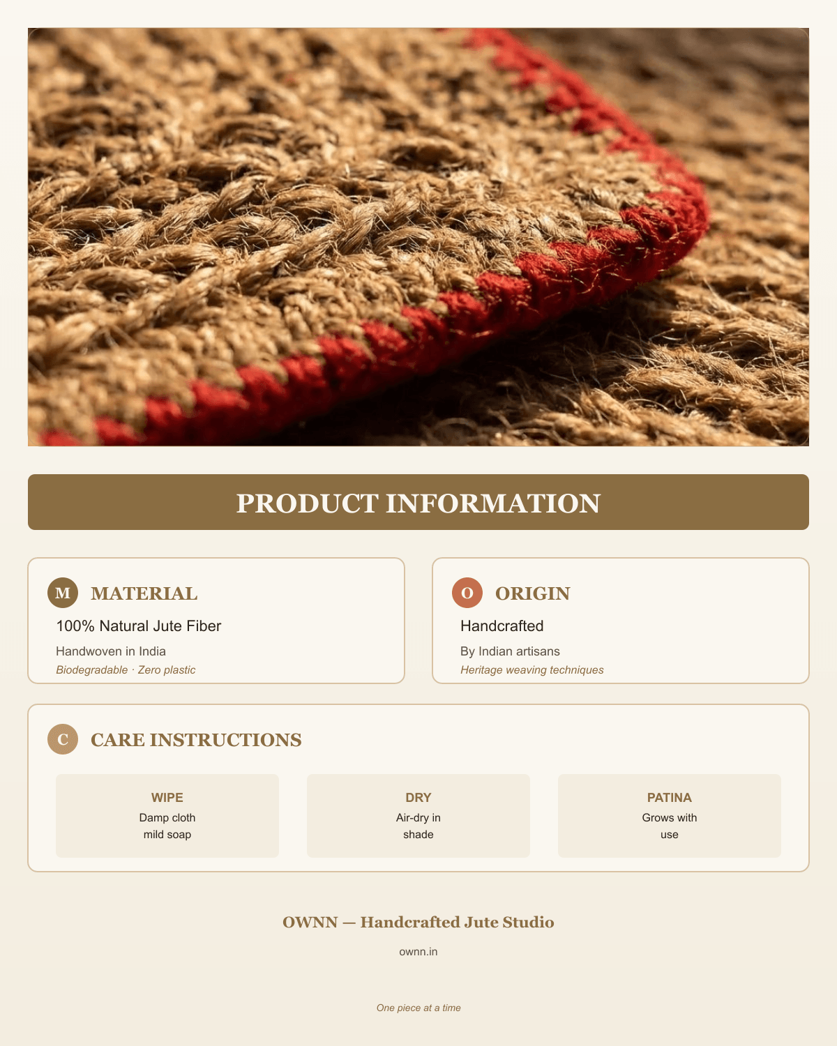 Red Square Jute Doormat Large