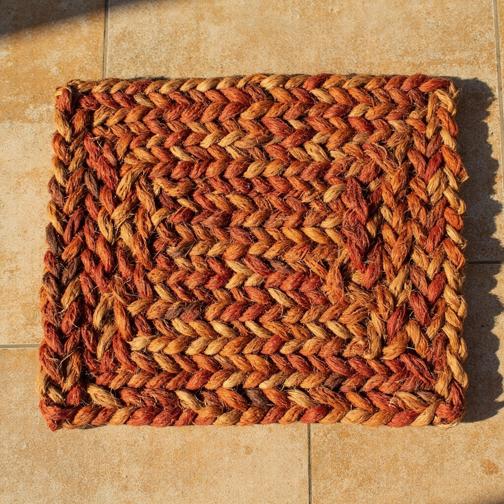Premium Handcrafted Jute Doormat Red Border