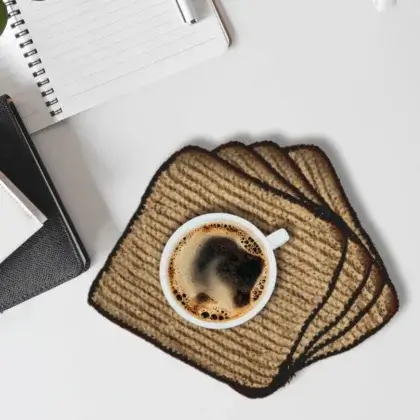 Premium Handcrafted Jute table mat Black Medium