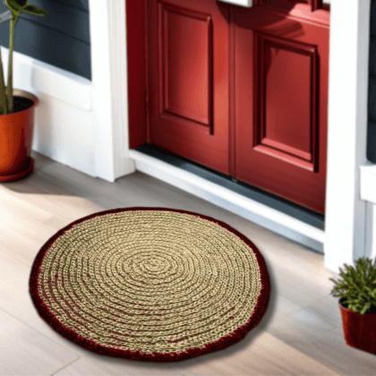 Classic Handmade Jute doormat Red Medium