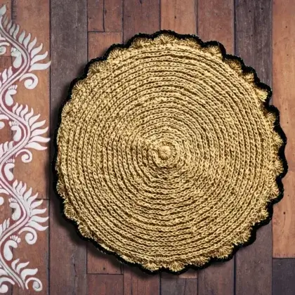 Premium Handmade Jute Doormat Black Medium