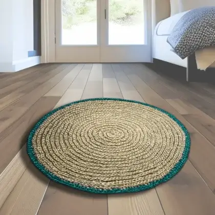 Classic Handmade Jute doormat Green Small