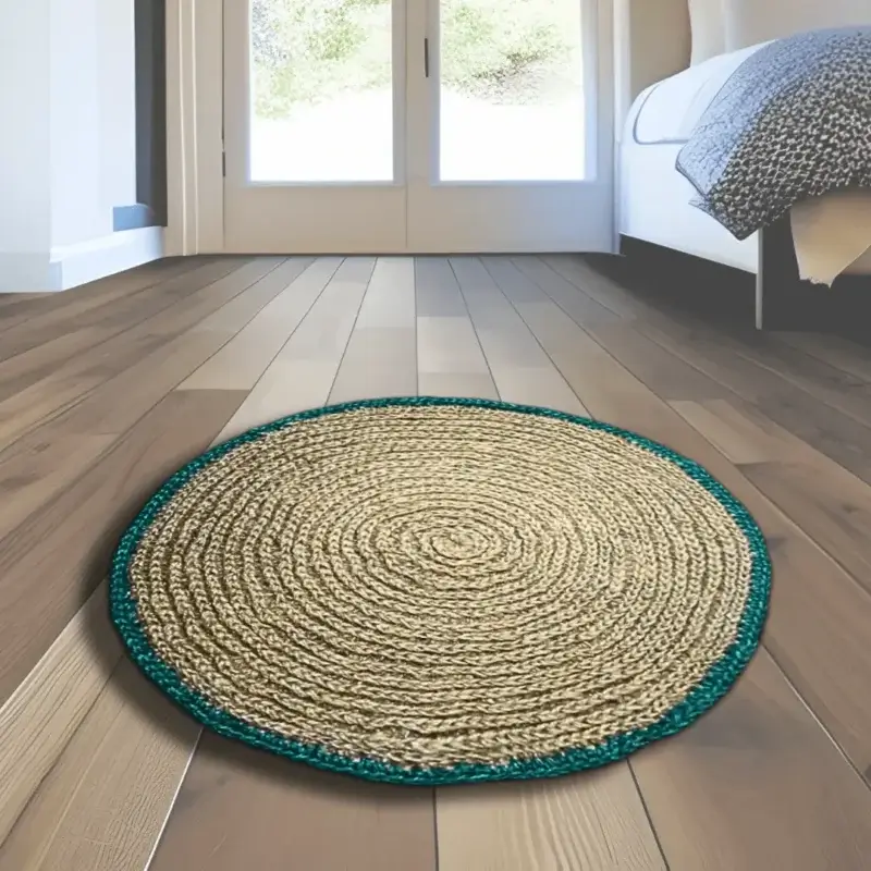 Classic Handmade Jute doormat Green Medium
